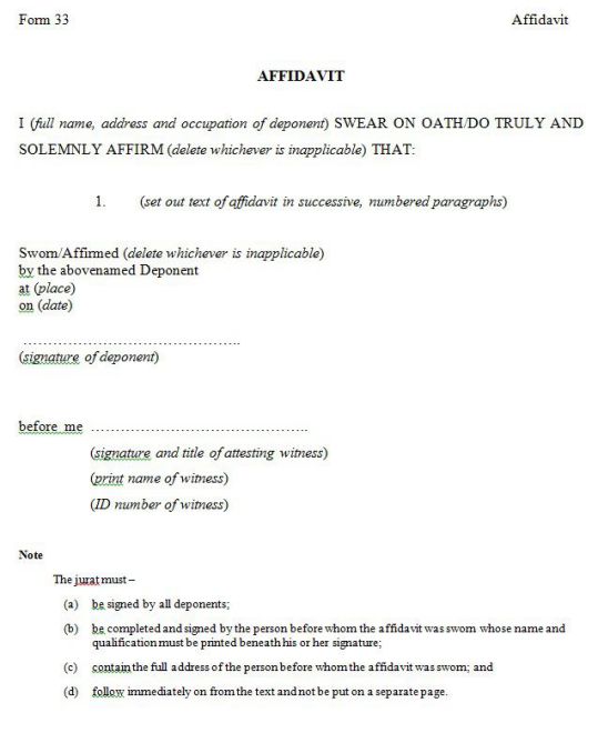 Affidavit Victoria Template